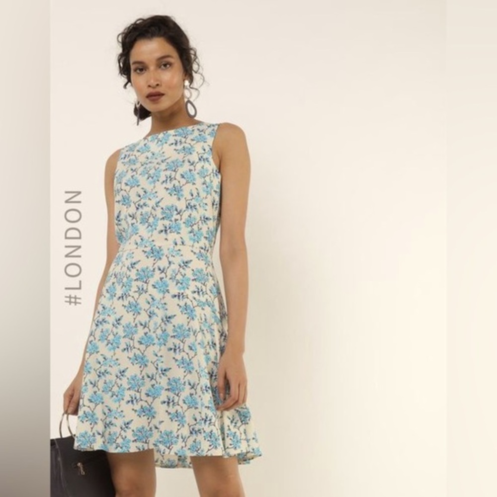 Blue Floral Dress By Closet London Sz8